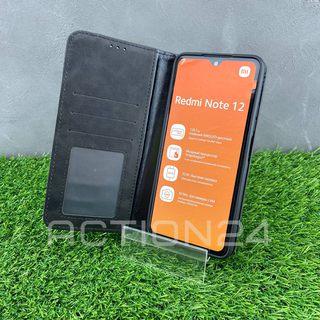 Чехол книжка Xiaomi Redmi Note 12 4G с кошельком (черный) #5