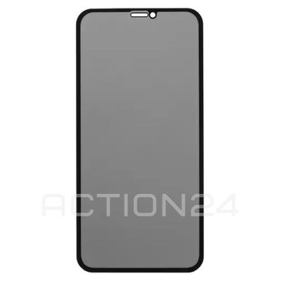 Стекло с рамкой полного покрытия на iPhone XR / 11 антишпион (цвет: черный)