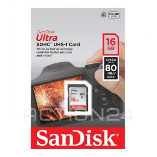 Карта памяти SDHC Sandisk 16GB (80 MB/s) UHS-I #1