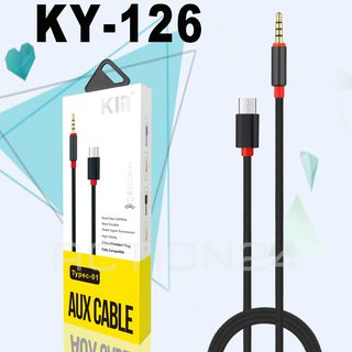 Кабель AUX KM USB-C - Jack 3.5mm (папа) (черный) 1 м #1