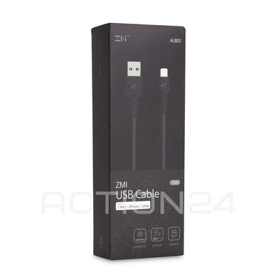 Кабель ZMI USB / Lightning в оплетке с магнитным креплением AL803 (черный, 100 см)