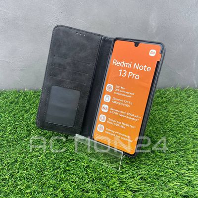 Чехол книжка Xiaomi Redmi Note 13 Pro 4G / Poco M6 Pro с кошельком (черный)
