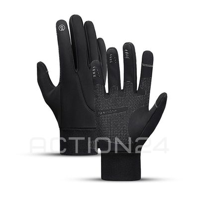 Перчатки спортивные сенсорные демисезонные без застежки (черный) размер XL