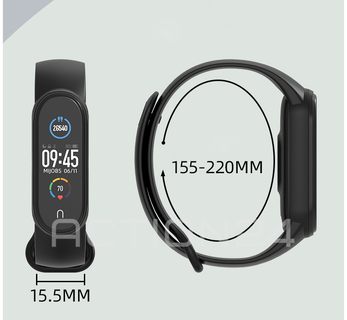 Силиконовый ремешок с окантовкой для Xiaomi Mi Band 5 / 6 / 7 (черный / серый) #2