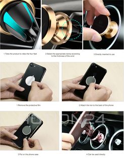 Автомобильный магнитный держатель смартфона в дефлектор Floveme (серый) #5
