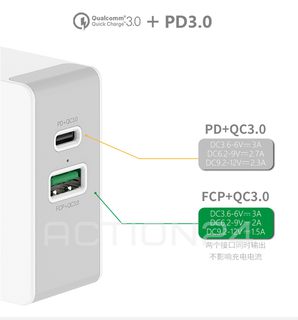 Сетевое зарядное устройство PD + FCP + QC3.0 Quick Charge (2 разъема) #4