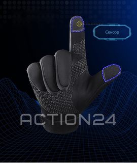 Перчатки спортивные сенсорные демисезонные без застежки (черный) размер L #5