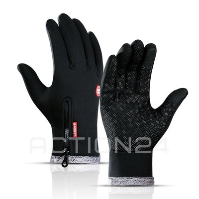 Перчатки спортивные сенсорные демисезонные утепленные на молнии (черный) размер XL