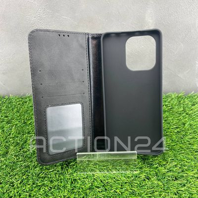 Чехол книжка Xiaomi Redmi Note 13 4G с кошельком (черный)