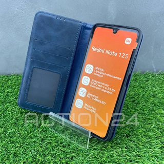 Чехол книжка Xiaomi Redmi Note 12S с кошельком (синий) #5