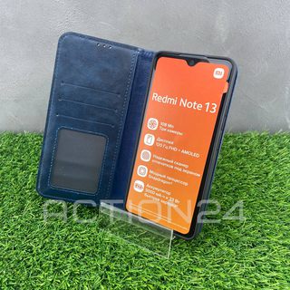 Чехол книжка Xiaomi Redmi Note 13 4G с кошельком (синий) #5