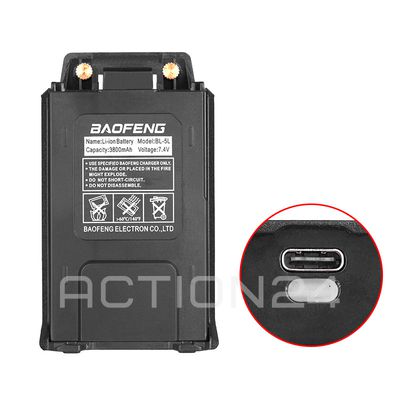 Аккумулятор для рации Baofeng UV-5R BL-5 Type-C 3800 мАч (утолщенный)
