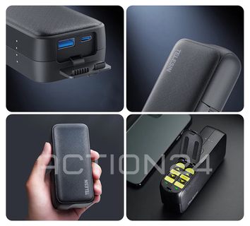 Зарядное устройство для GoPro Hero 12, 11, 10 - 5 Telesin Power Bank 10000 мАч на 2 аккумулятора #8