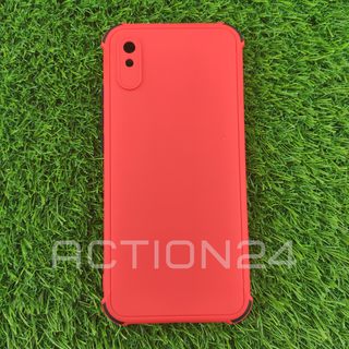Чехол на Xiaomi Redmi 9A силиконовый с цветной вставкой (красный) #1