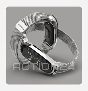 Металлический ремешок для Xiaomi Smart Band 8 (миланская петля) на магните MiJobs (серебро) #2